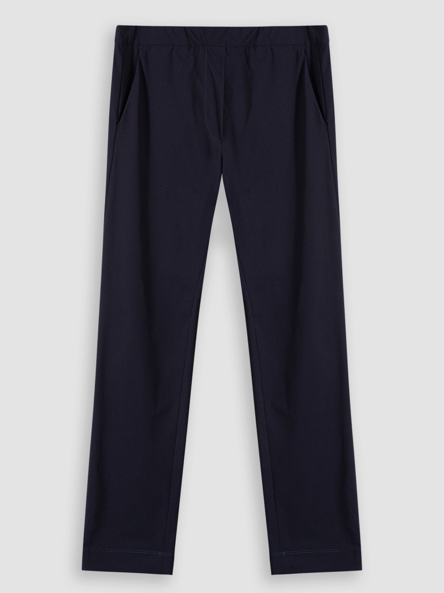 Women Trvl Drss Pants And Jumpsuits | Basic Pants, Travel Jersey Relaxed Fit Trousers Dark Blue