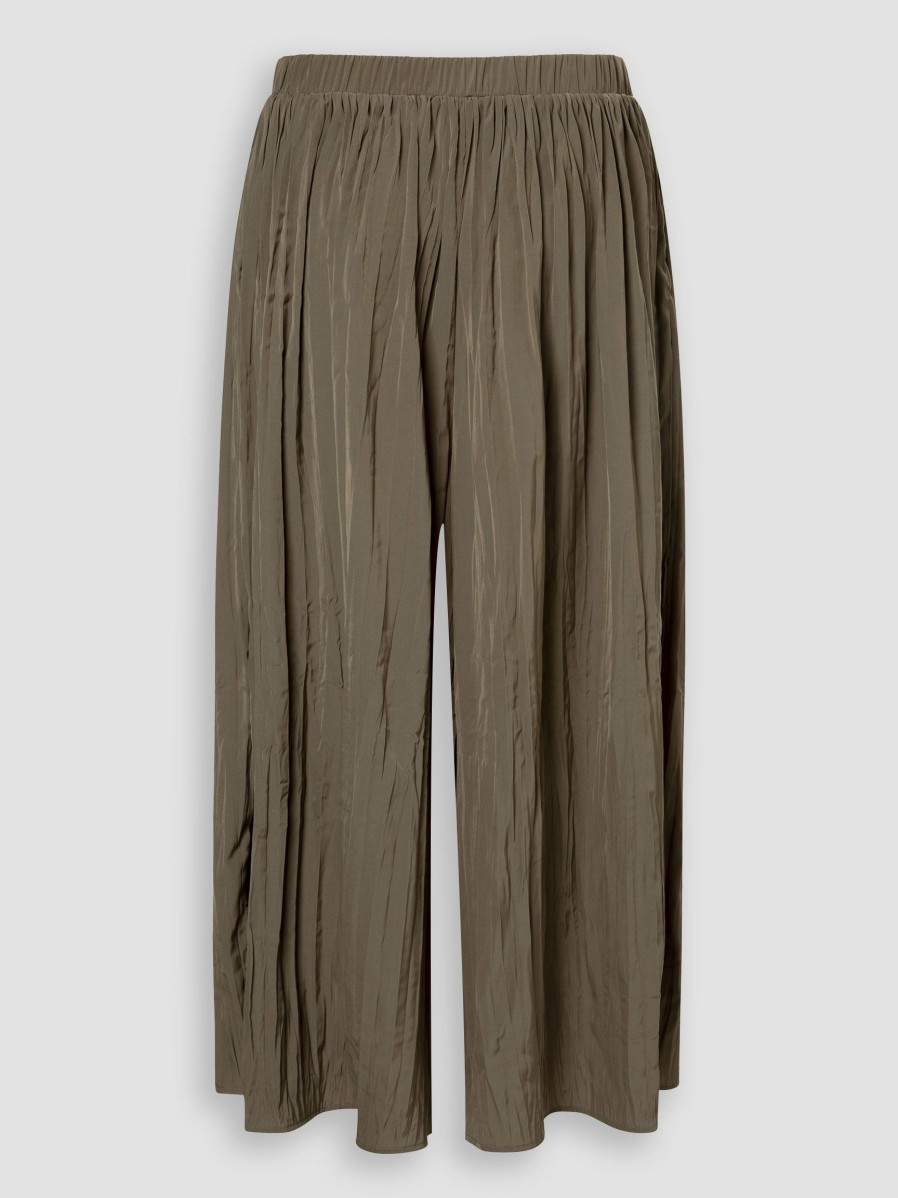 Women Yaya Pants And Jumpsuits | Woven Plisse Culotte Army