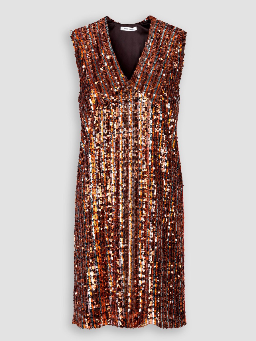 Women Samsoe Samsoe Dresses And Tunics | Liv, Woven Dress With Sequins Orange