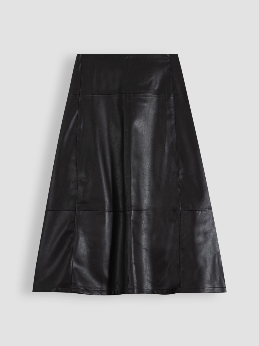 Women Knit-ted Skirts | Stanny, Leatherlook A-Line Skirt Black