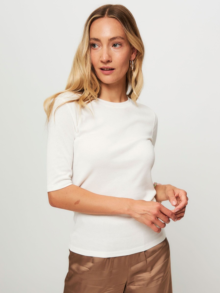 Women Closed Tops And Blouses | Cotton/Modal Mix Top Ecru