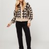 Women Closed Sweaters And Cardigans | Wool Mix Cardigan With Pattern Sand