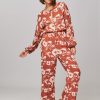 Women Poppy Field Pants And Jumpsuits | Kassia, Viscose Jumpsuit With Print Cognac