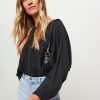 Women Drykorn Tops And Blouses | Nialini, Cupro/Cotton Mix Top Black