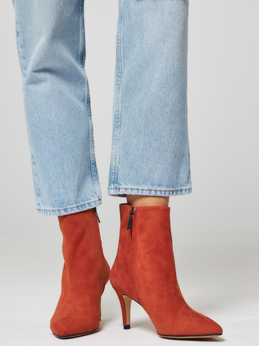 Women Brown Dot. Boots | Julia, Suede Ankle Boots Terracotta