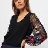 Women Studio Anneloes Sweaters And Cardigans | Wendy, Cotton Mix Jumper With Sequins Black