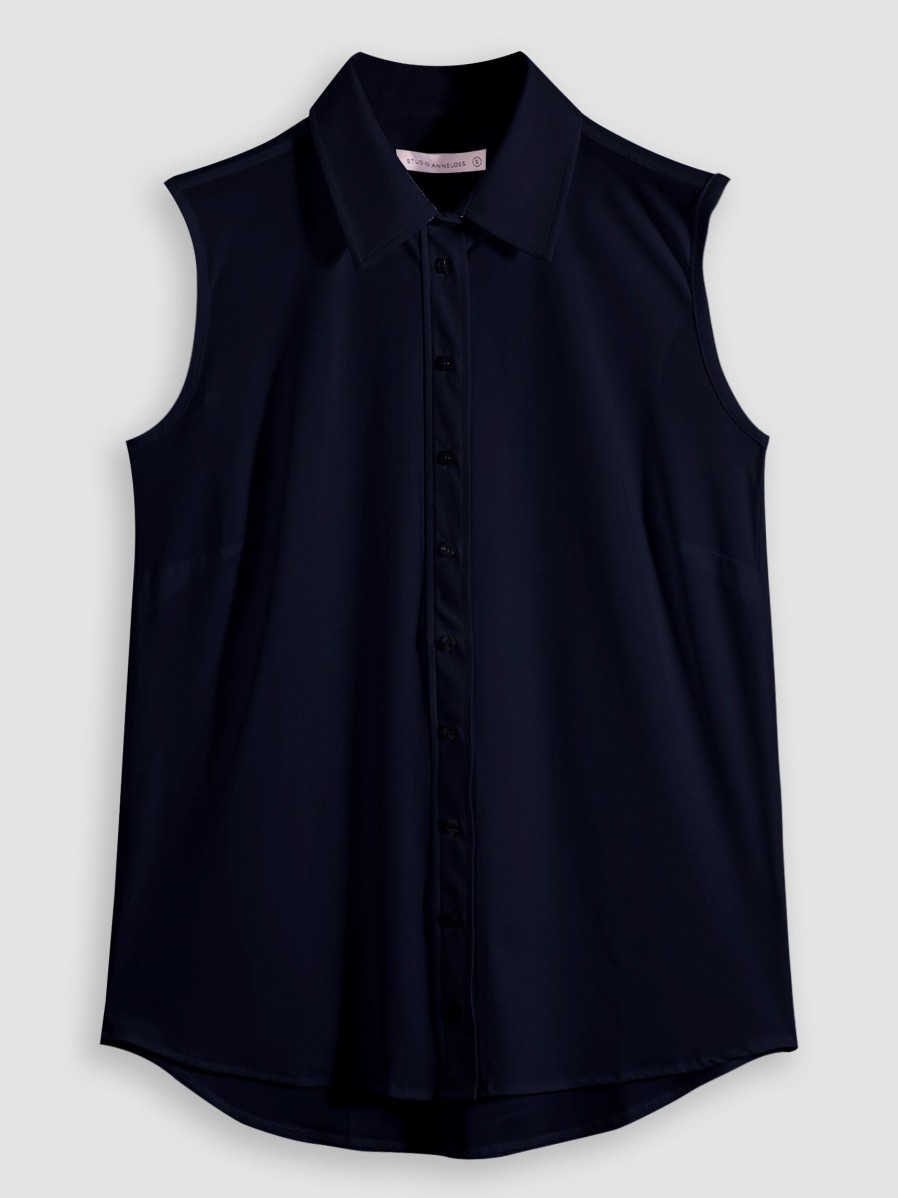 Women Studio Anneloes Tops And Blouses | Bobby, Light Travel Jersey Blouse Dark Blue