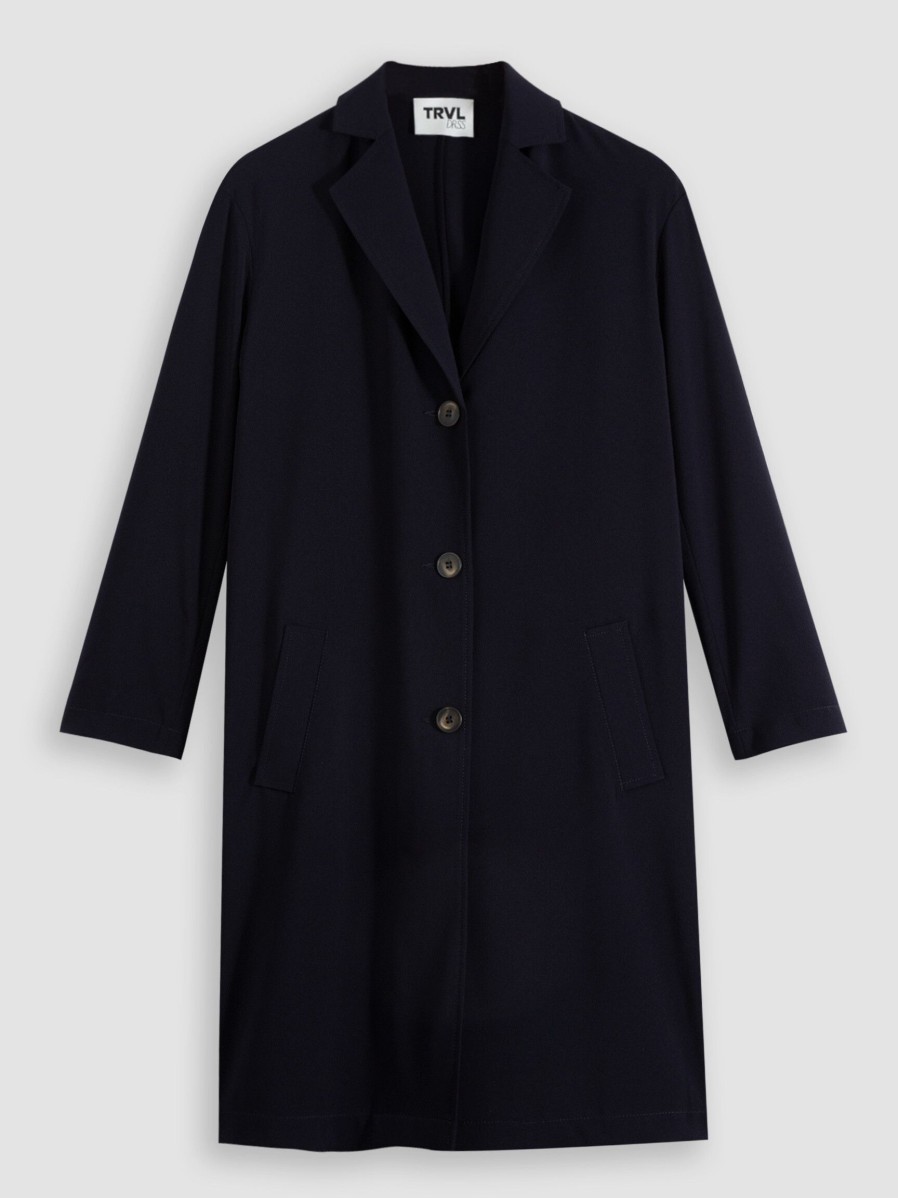 Women Trvl Drss Outerwear | Sporty, Woven Coat Dark Blue