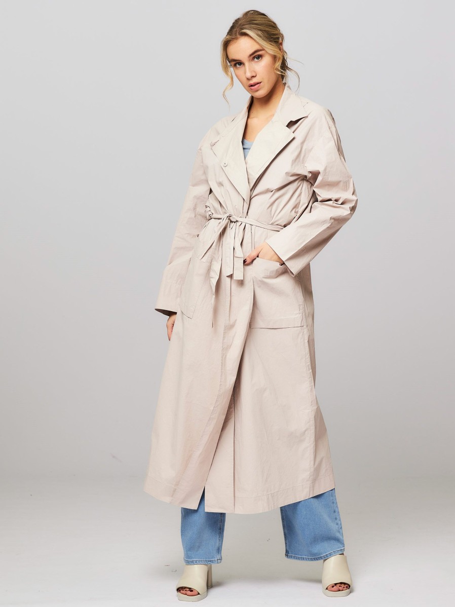 Women Humanoid Outerwear | Phelie, Cotton Trenchcoat With Coating Powder