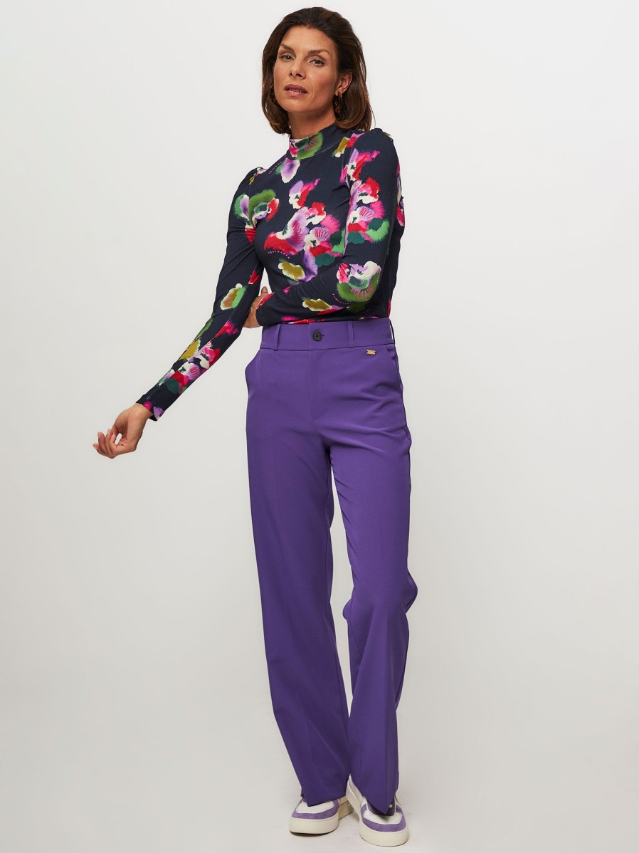 Women POM Amsterdam Pants And Jumpsuits | Woven Flared Trousers Purple