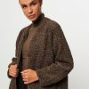 Women Club L’avenir Outerwear | Lano, Wool Mix Teddy Jacket Dark Brown