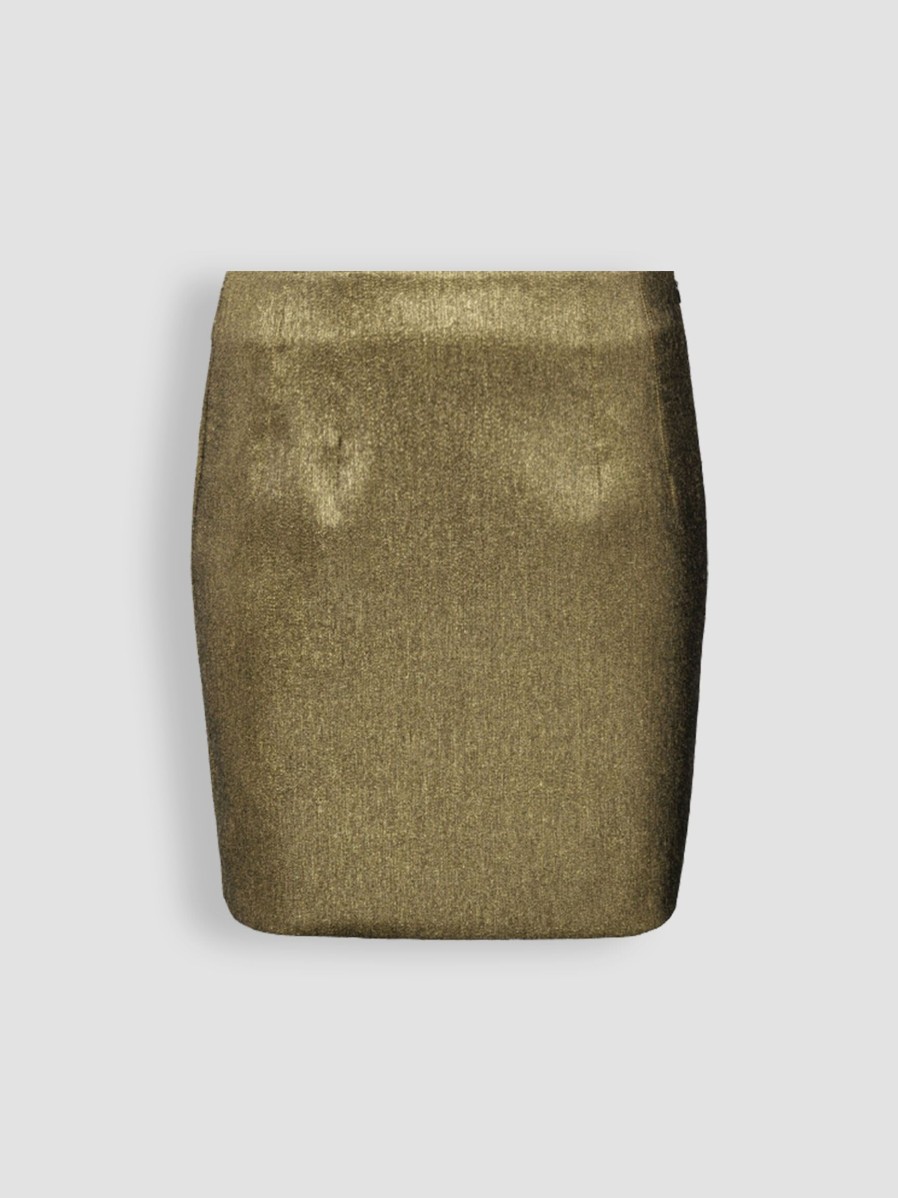 Women Yaya Skirts | Cotton Mix Skirt With Lurex Gold Colour