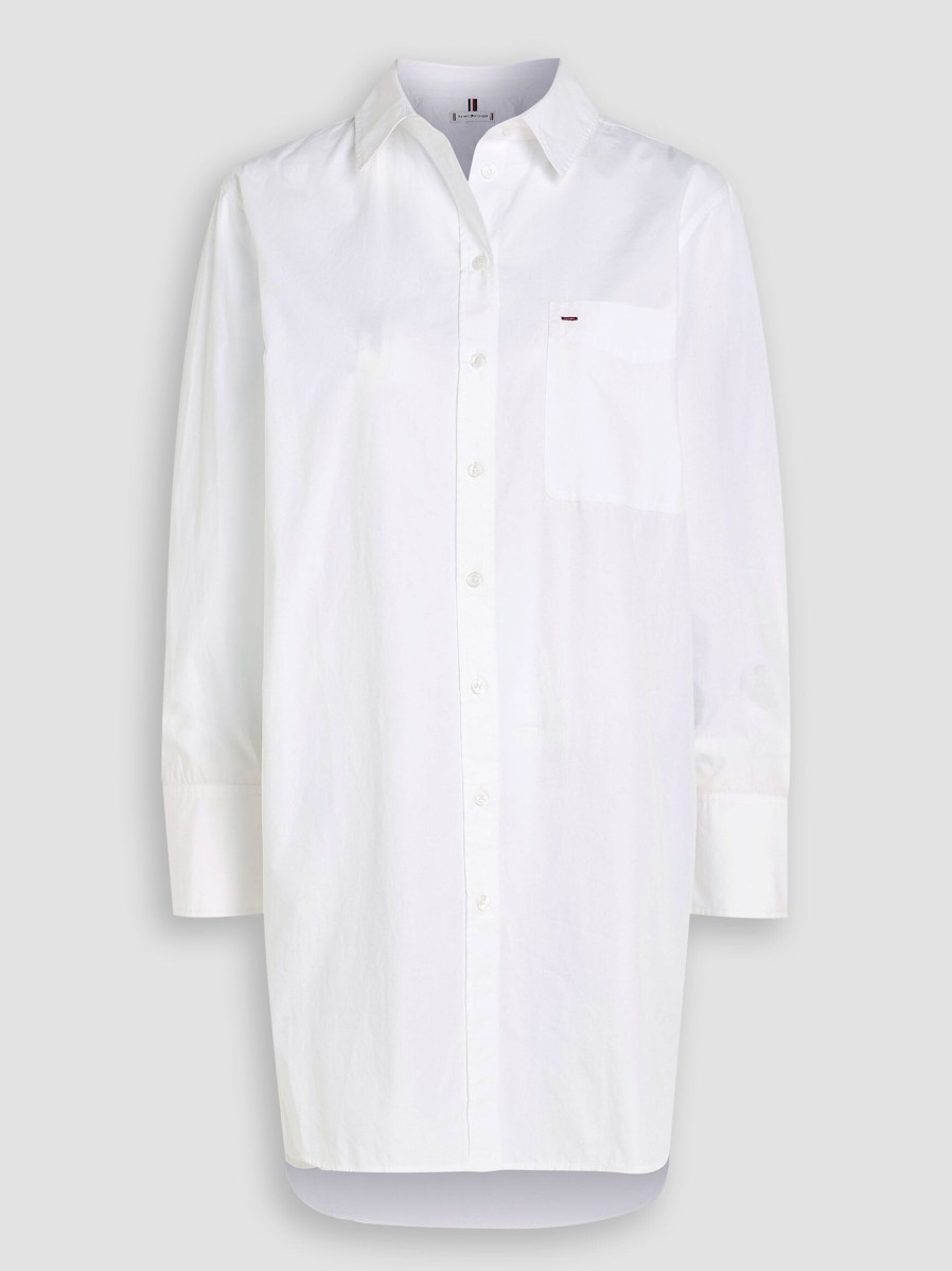 Women Tommy Hilfiger Dresses And Tunics | Cotton Blouse Dress White