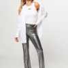 Women Notes du Nord Pants And Jumpsuits | Ivetta, Woven Flared Fit Metallic Trousers Silver Colour