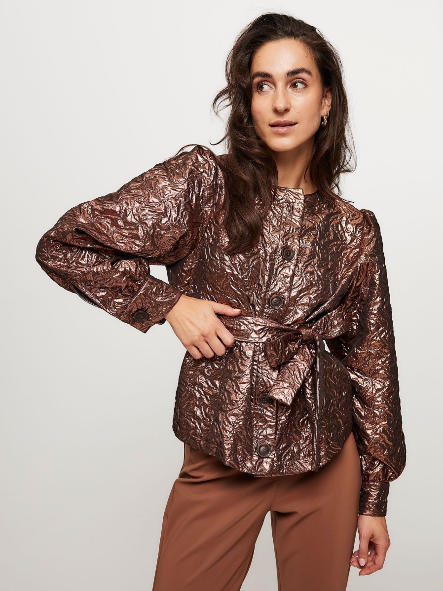 Women Studio Anneloes Blazers And Jackets | Pam, Woven Metallic Jacket Bronze