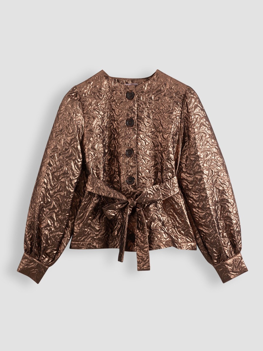 Women Studio Anneloes Blazers And Jackets | Pam, Woven Metallic Jacket Bronze