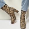 Women Brown Dot. Boots | Anni-Frid, Leather Low Boots With Snake Relief Brown