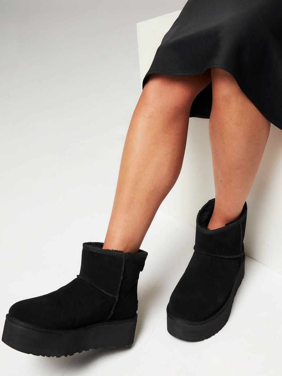 Women Ugg Boots | Classic Mini Plateau Ankle Boots Black