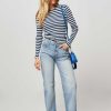 Women Mads Norgaard Tops And Blouses | Tuba, Organic Cotton Striped Rib Top Dark Blue