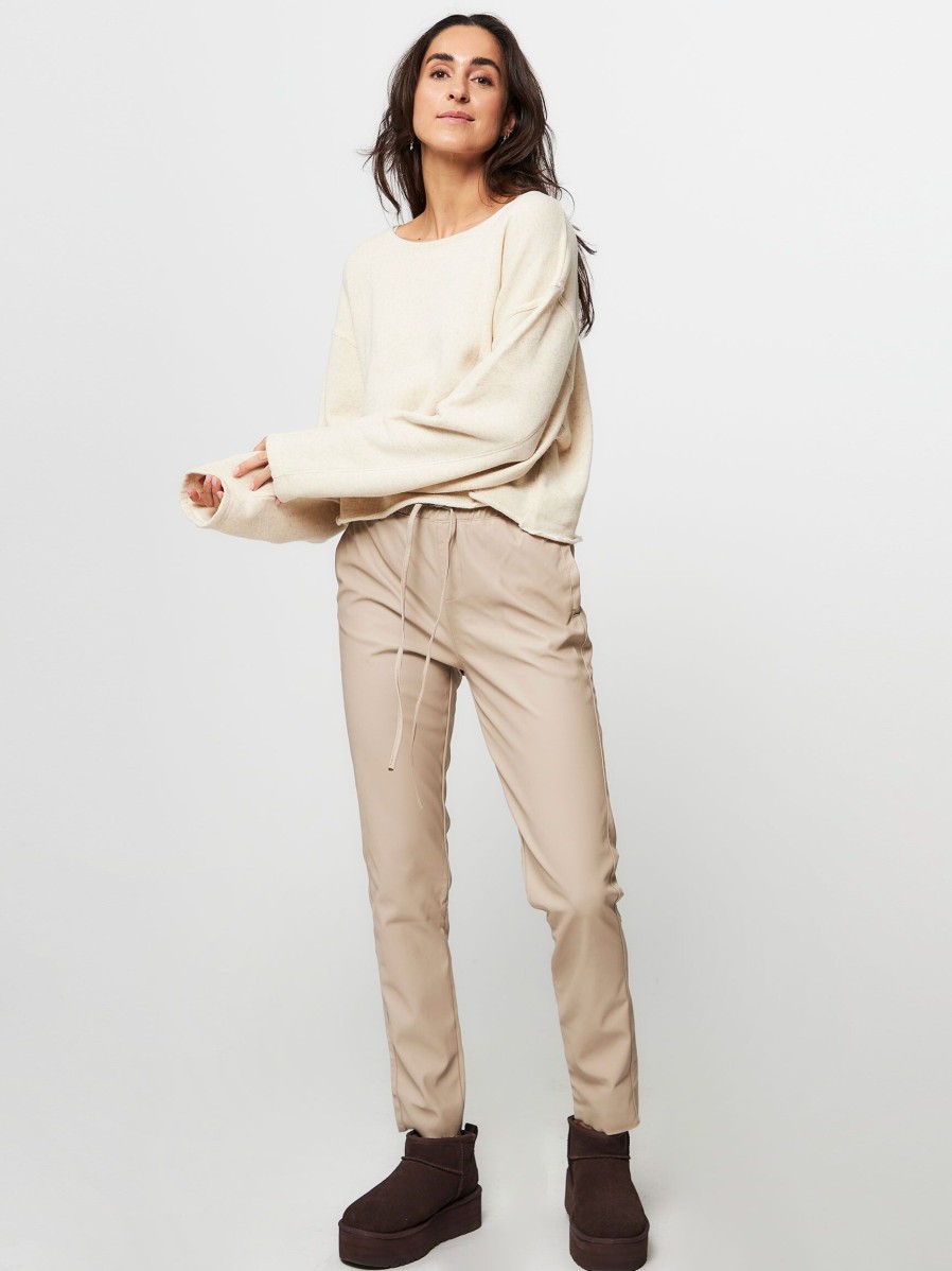 Women Knit-ted Pants And Jumpsuits | Colette, Leatherlook Relaxed Fit Trousers Sand