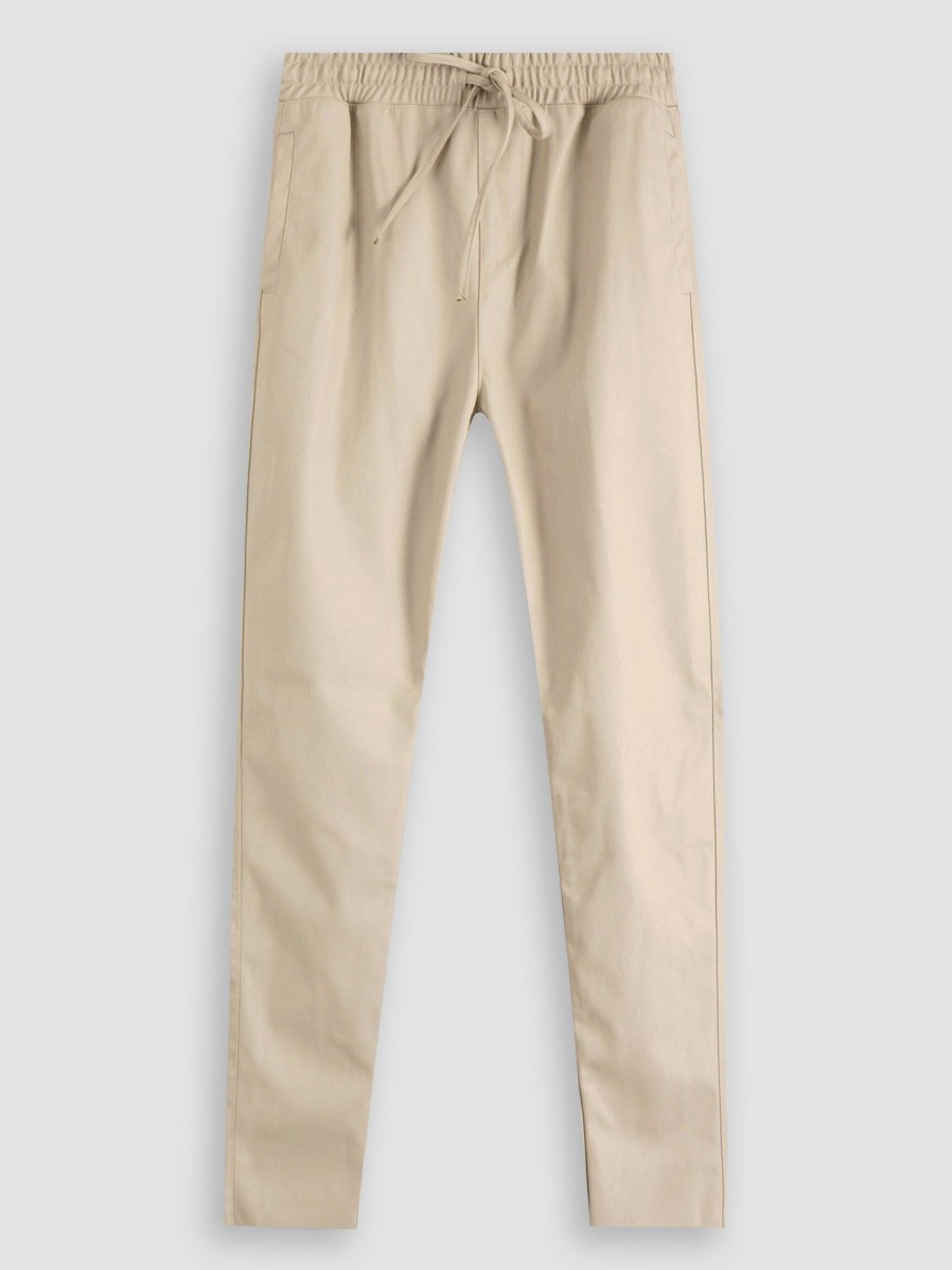 Women Knit-ted Pants And Jumpsuits | Colette, Leatherlook Relaxed Fit Trousers Sand