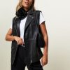 Women Co'Couture Outerwear | Phoebe, Leather Gilet Black