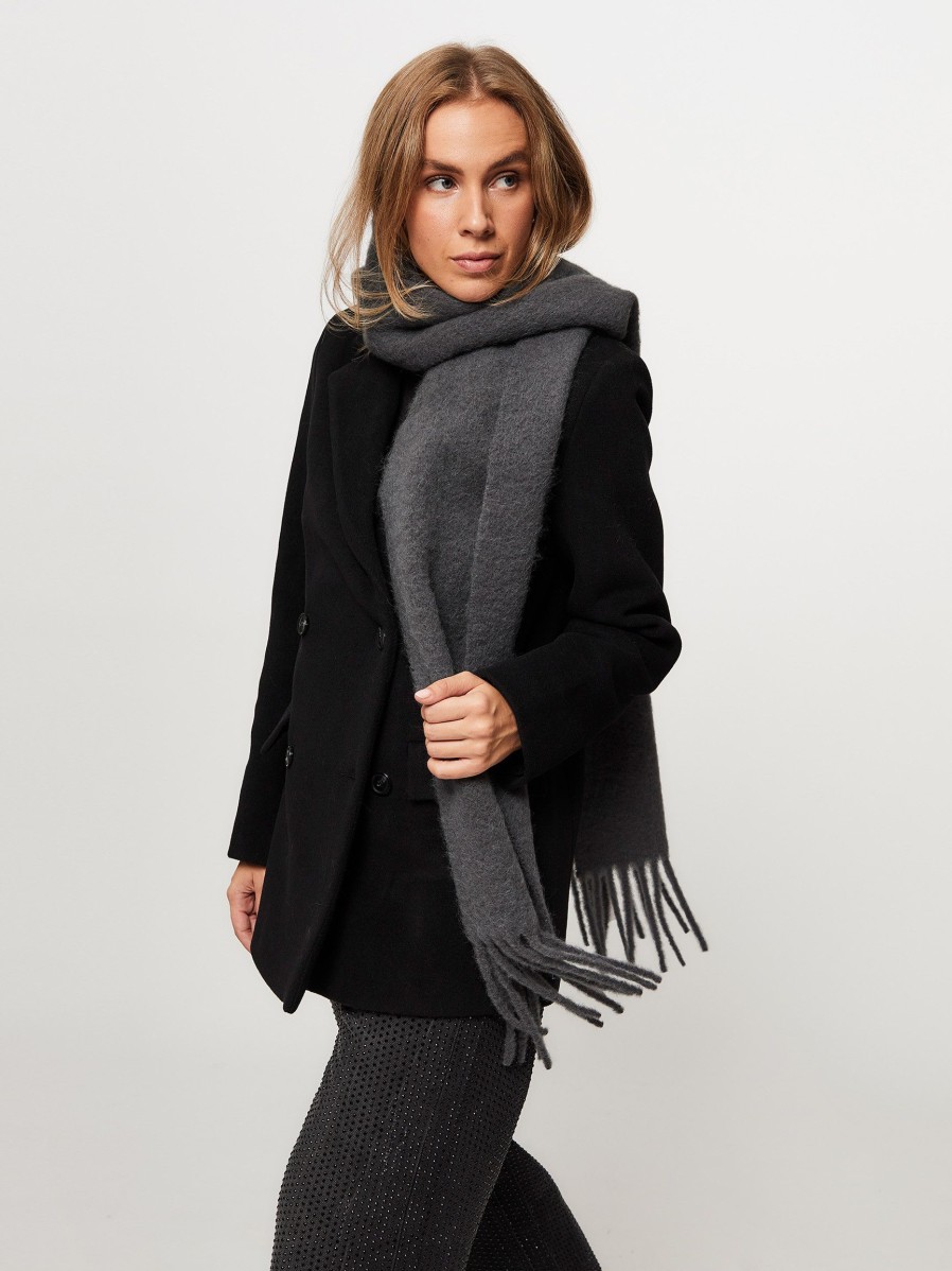 Women Samsoe Samsoe Scarves | Tina, Alpaca Mix Scarf Bluegrey