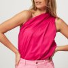 Women Sea Me Happy Tops And Blouses | Julie, Cotton/Viscose Mix One Shoulder Top Bright Pink