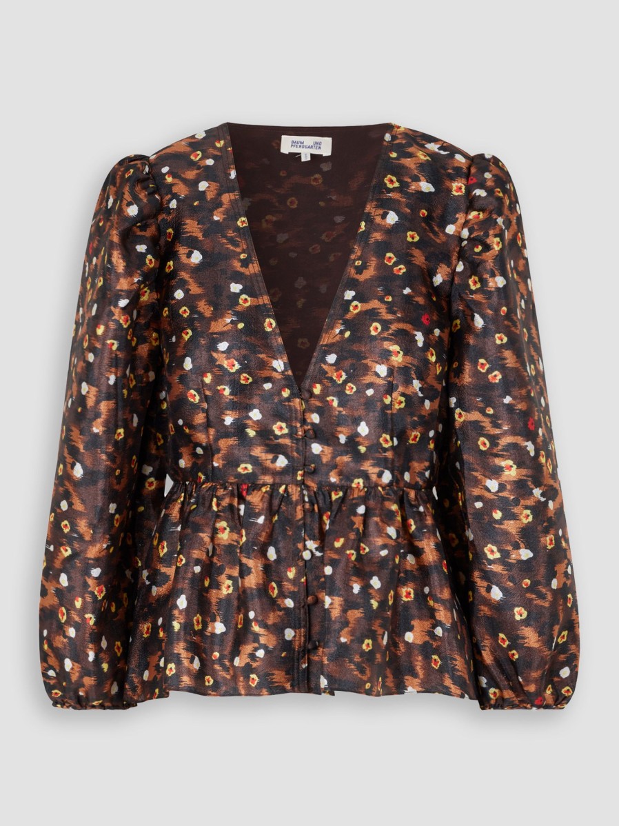 Women Baum und Pferdgarten Tops And Blouses | Mallow, Woven Blouse With Print Brown