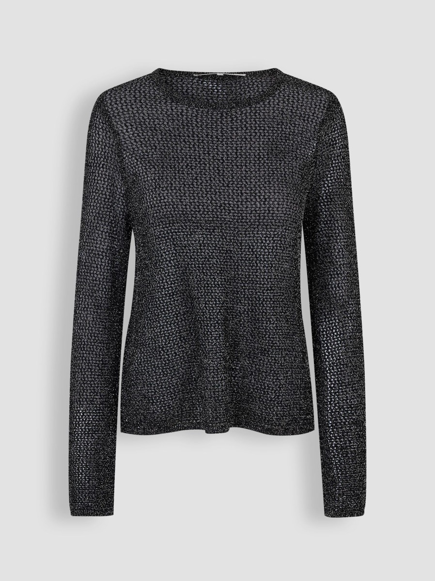 Women Second Female Sweaters And Cardigans | Nira, Viscose Mix Jumper With Lurex Black