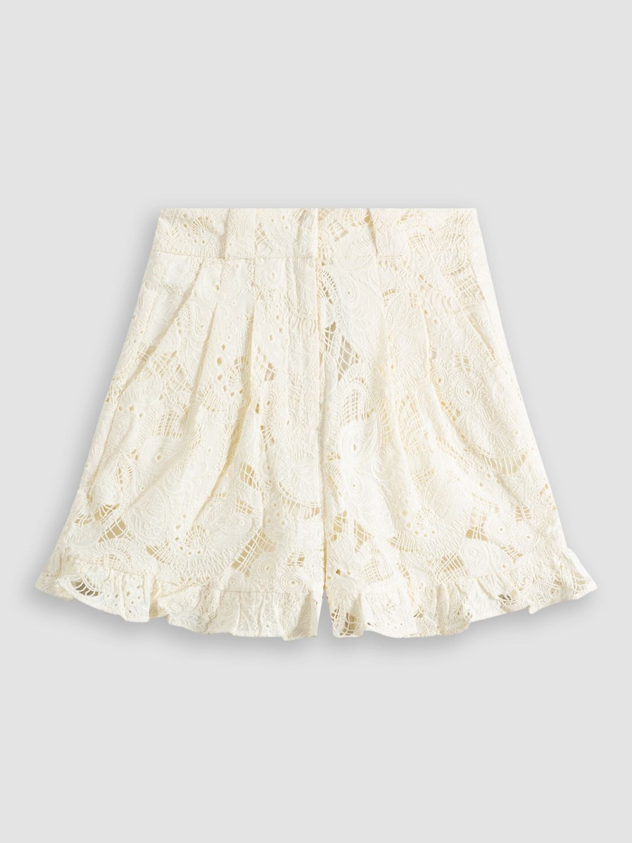 Women Hofmann Copenhagen Pants And Jumpsuits | Morgane, Organic Cotton Shorts With Embroidery Ecru