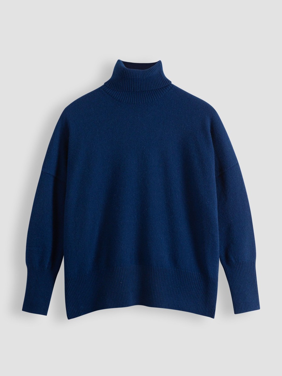 Women Majestic Filatures Sweaters And Cardigans | Cashmere Turtleneck Dark Blue