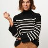 Women La Fee Maraboutee Sweaters And Cardigans | Terre, Wool Mix Jumper With Striped Pattern Black