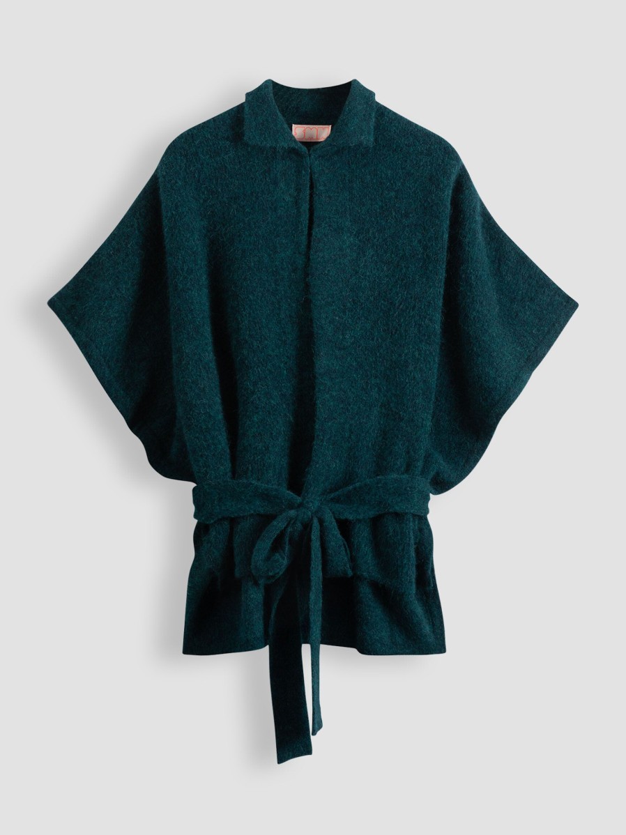 Women Sea Me Happy Outerwear | Bradley, Alpaca Mix Poncho Dark Green