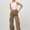 Women Gestuz Pants And Jumpsuits | Chinea, Cotton Mix Cargo Trousers Khaki