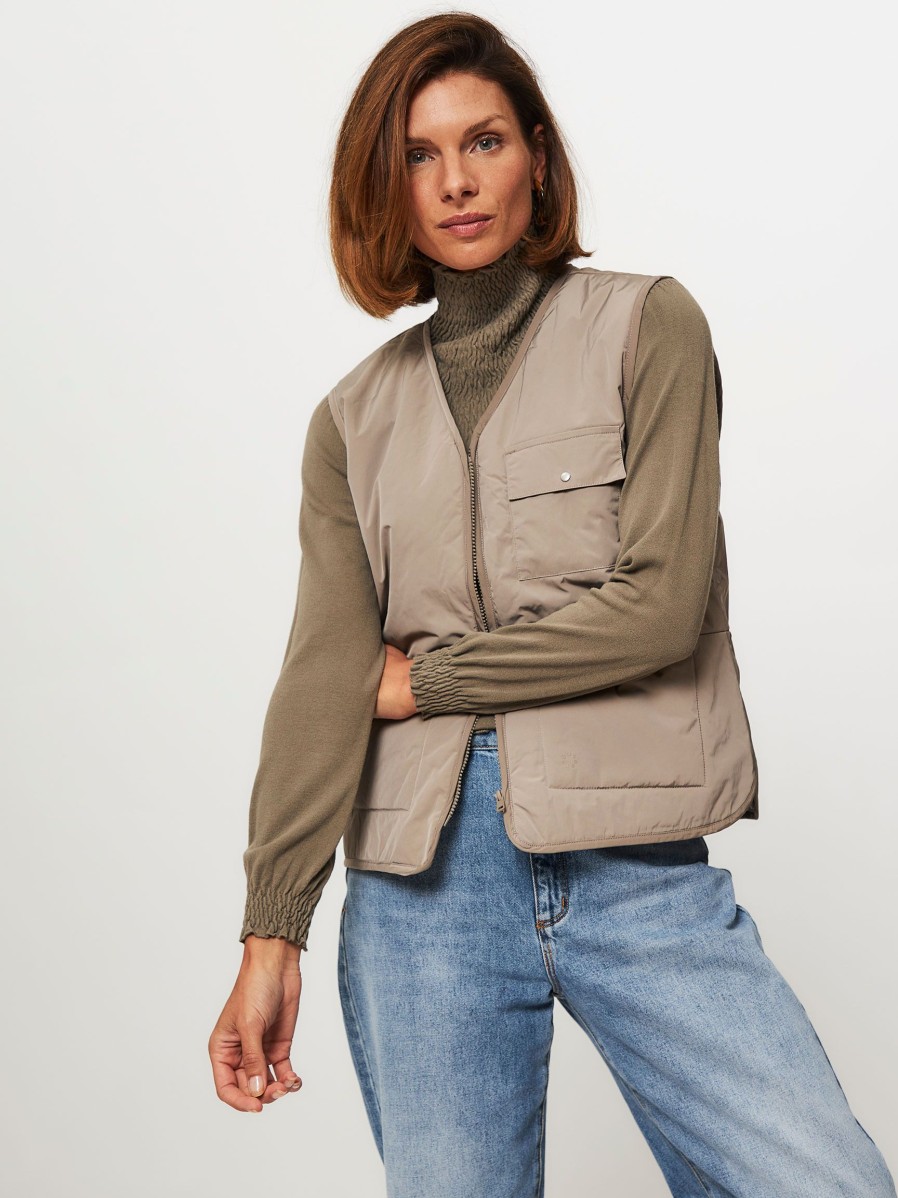 Women Modstrom Outerwear | Emery, Padded Bodywarmer Stone