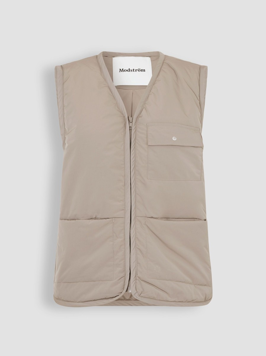 Women Modstrom Outerwear | Emery, Padded Bodywarmer Stone