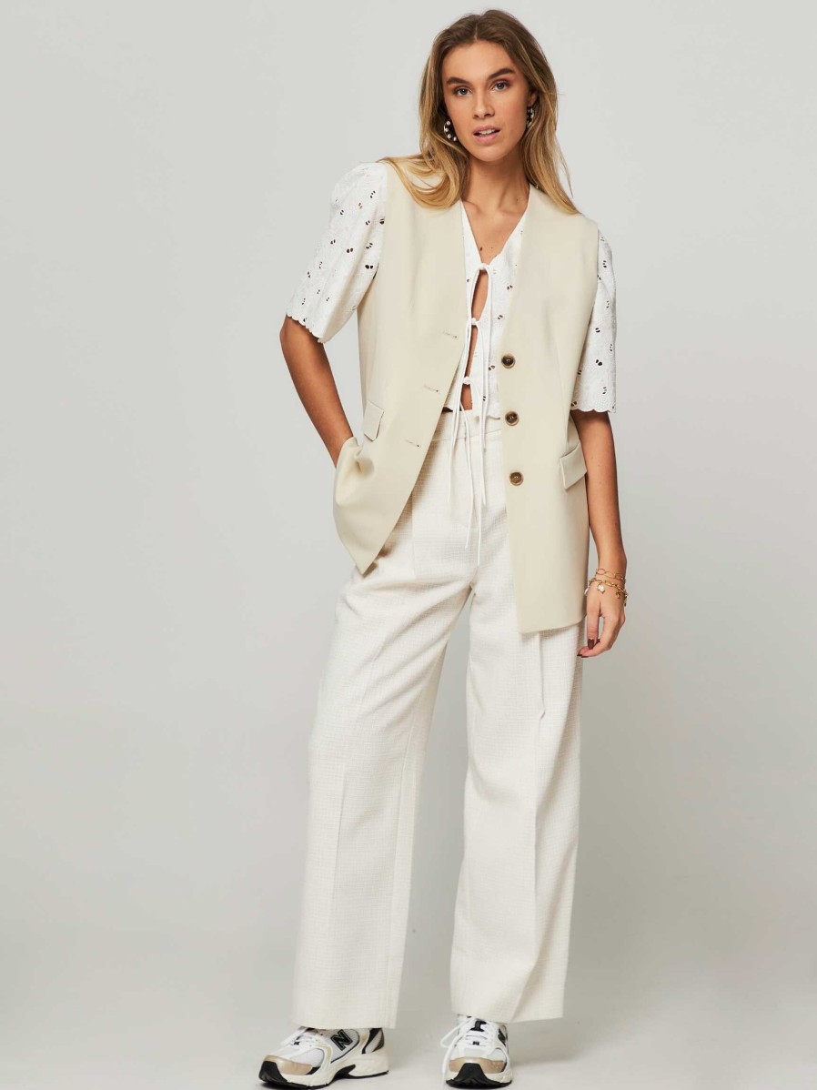 Women Semicouture Blazers And Jackets | Viscose Mix Gilet Ecru