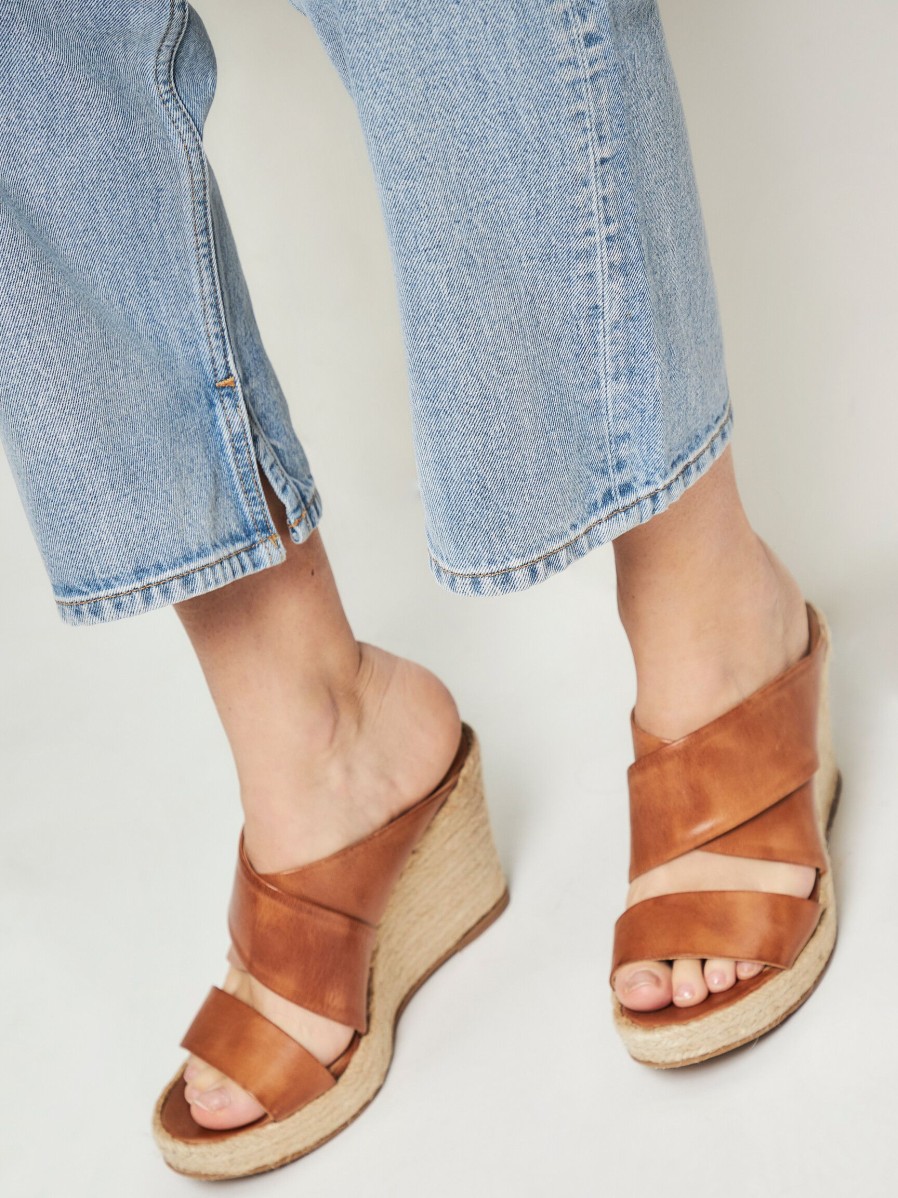 Women Ivylee Copenhagen Sandals | Bella, Leather Wedges Cognac