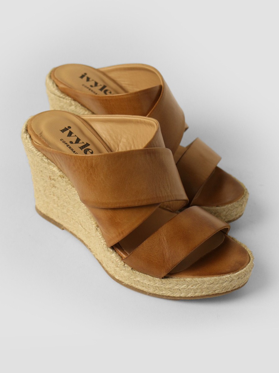 Women Ivylee Copenhagen Sandals | Bella, Leather Wedges Cognac