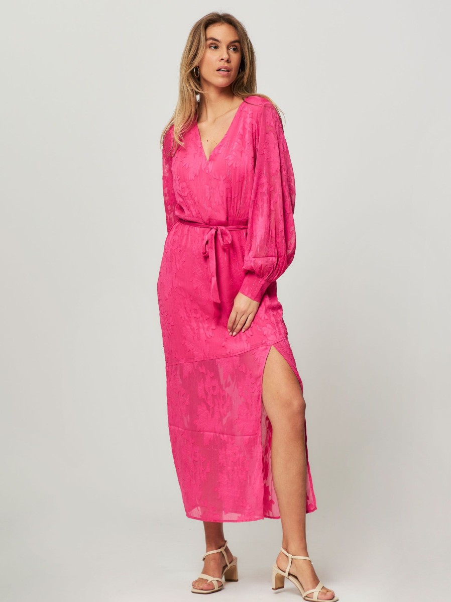 Women Freebird Dresses And Tunics | Amande, Woven Dress With Pattern And Lurex Pink