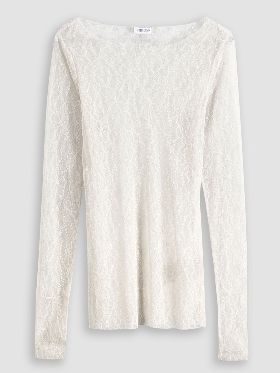 Women Hofmann Copenhagen Tops And Blouses | Desirella, Woven Mesh Top With Embroidery Sand