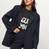 Women Mads Norgaard Blazers And Jackets | Nena, Viscose Mix Blazer With Pinstripe Dark Blue