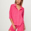 Women Majestic Filatures Tops And Blouses | Cotton/Modal Mix Terry Blouse Pink