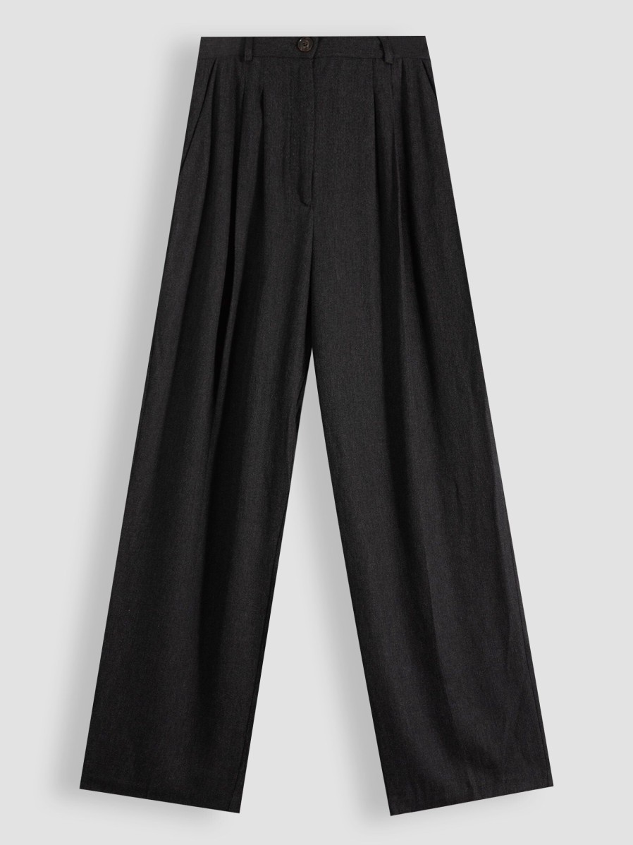 Women Sessun Pants And Jumpsuits | Emile, Viscose Loose Fit Trousers Dark Grey