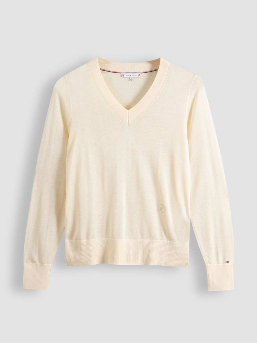 Women Tommy Hilfiger Sweaters And Cardigans | Lyocell/Silk Mix Jumper Ecru