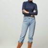 Women Gestuz Tops And Blouses | Sivida, Wool Slub Top With Turtleneck Dark Blue