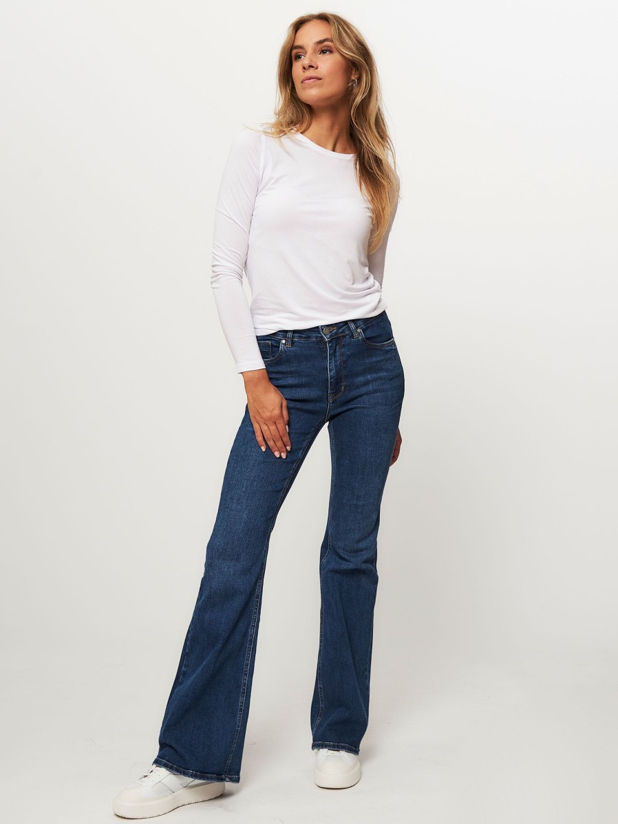 Women My Essential Wardrobe Jeans | The Dekota, High Waist Flared Fit Jeans Dark Blue