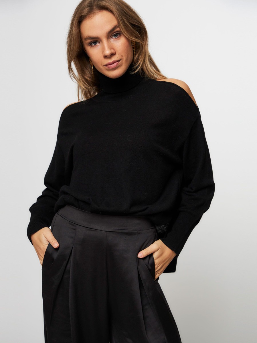 Women Second Female Sweaters And Cardigans | Juva, Wool Mix Turtleneck Black