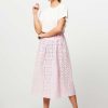 Women Ganni Skirts | Organic Cotton Skirt With Open Worked Embroidery Light Pink